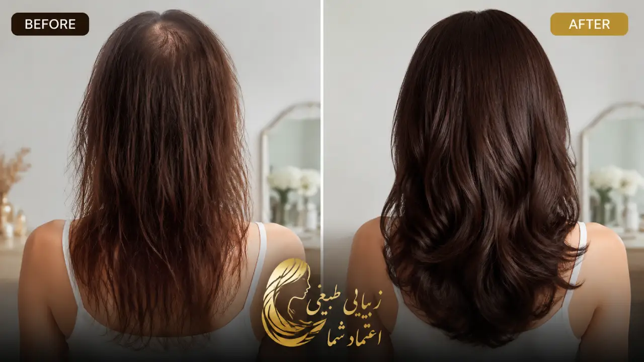 مقایسه تراکم موها قبل و بعد از مصرف دوره کامل قرص ضد ریزش مو