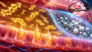 تصویر علمی از نحوه جذب کلاژن و تداخلات مواد معدنی در بدن